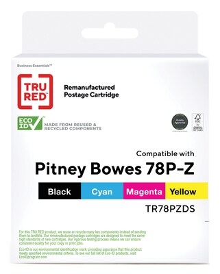 TRU RED™ Remanufactured Black/Cyan/Magenta/Yellow Standard Yield Postage Ink Replacement for Pitney Bowes 78P-Z, 4/Pack