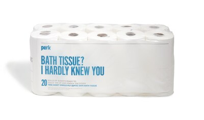 Perk™ Septic Safe 1-Ply Toilet Paper, White, 1000 Sheets/Roll, 20 Rolls/Pack (PK55153)