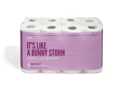 Perk Ultra Soft 2-Ply Standard Toilet Paper, White, 154 Sheets/Roll, 16 Rolls/Case (PK55154)