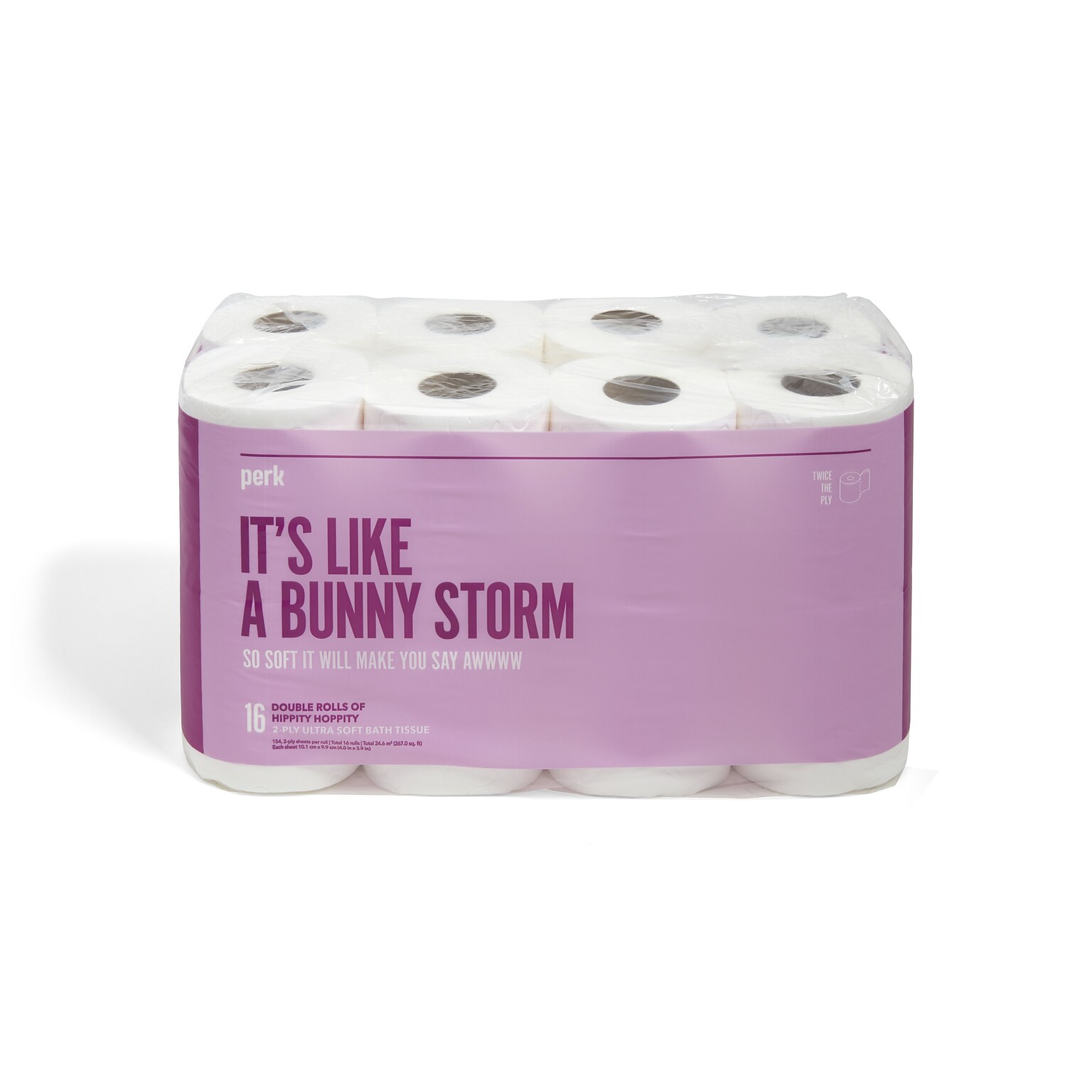 Perk Ultra Soft 2-Ply Standard Toilet Paper, White, 154 Sheets/Roll, 16 Rolls/Case (PK55154)