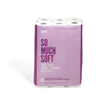 Perk Ultra Soft 2-Ply Standard Toilet Paper, White, 154 Sheets/Roll, 24 Rolls/Case (PK55155)