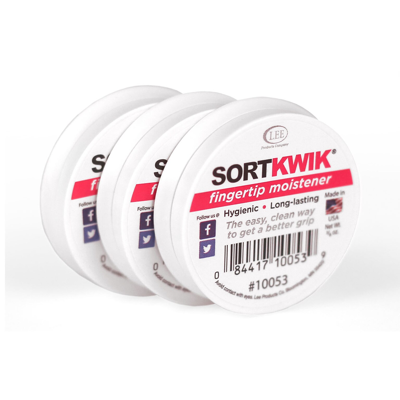 Sortkwik 0.38 oz. Fingertip Moistener, Pink, 3/Pack (LEE10053)