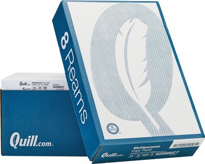 Quill Brand® 8.5" x 11" Multipurpose Copy Paper, 20 lbs., 94 Brightness, 500 Sheets/Ream, 8 Reams/Carton (820888CT)