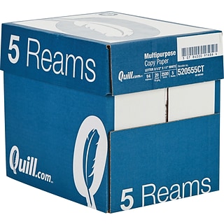 Quill Brand 8.5 x 11 Multipurpose Copy Paper, 20 lbs, 94 Brightness, 500 Sheets/Ream, 5 Reams/Carto