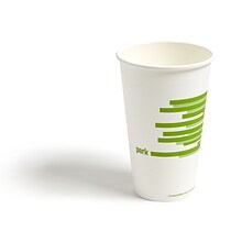 Perk™ Compostable Paper Hot Cup, 16 Oz., White/Green, 300/Carton (PK56221)