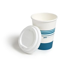 Perk™ Paper Cup & Lid Combo, 12 Oz., White/Blue, 50/Pack (PK54365)