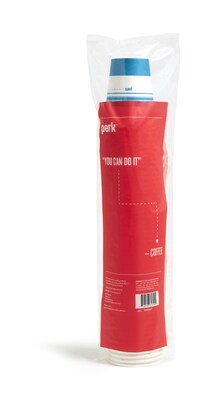 Perk™ Paper Hot Cup, 12 Oz., White/Blue, 500/Carton (PK54367CT)