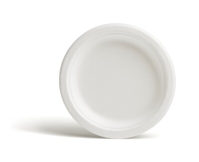 Perk™ PFAS-Free Compostable Paper Plates, 6, White, 250/Pack (PK61286)