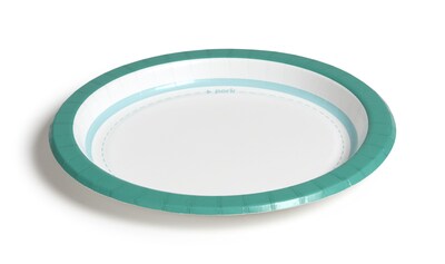 Perk™ Medium-Weight Paper Plates, 8.5", Teal/White, 500/Carton (PK54329CT)