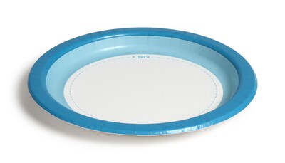 Perk™ Heavy-Weight Paper Plates, 10", Blue/White, 500/Carton (PK54330CT)