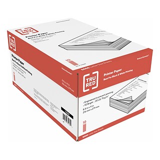TRU RED™ 8.5 x 11 Copy Paper, 20 lbs., 92 Brightness, 500 Sheets/Ream, 10 Reams/Carton (TR56958)