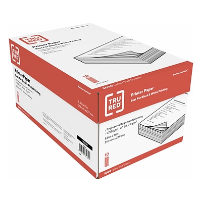 TRU RED™ 8.5 x 11 Copy Paper, 20 lbs., 92 Brightness, 500 Sheets/Ream, 10 Reams/Carton (TR56958)