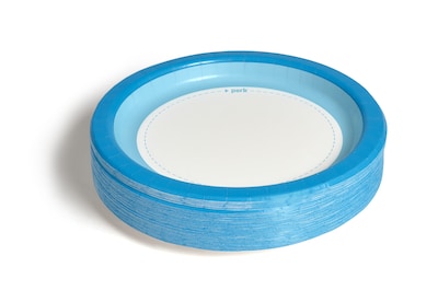 Perk™ Heavy-Weight Paper Plates, 10", Blue/White, 125/Pack (PK54330)