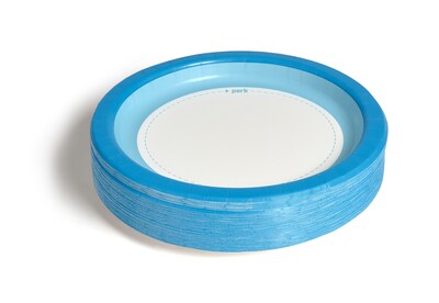 Perk™ Heavy-Weight Paper Plates, 10", Blue/White, 500/Carton (PK54330CT)