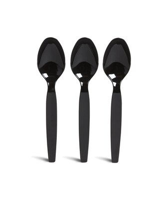 Perk™ Polystyrene Spoon, Heavy-Weight, Black, 100/Pack (PK56395)