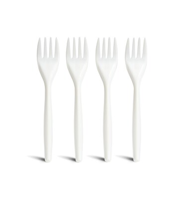 Perk™ Compostable PLA Fork, Medium-Weight, White, 300/Pack (PK56201)