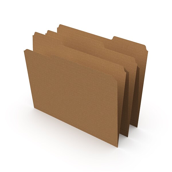 Staples File Folders, 1/3 Cut, Letter Size, Natural Brown, 100/Box (TR756044)