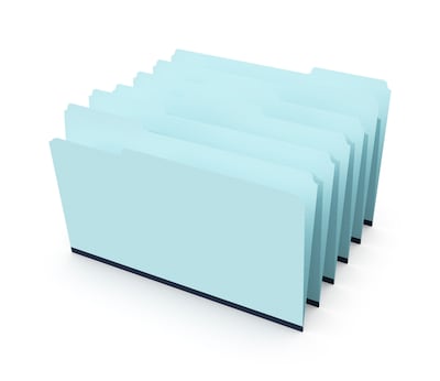 Staples 60% Recycled Heavyweight File Folders, 1/3-Cut Tab, Legal Size, Light Blue, 25/Box (ST621318