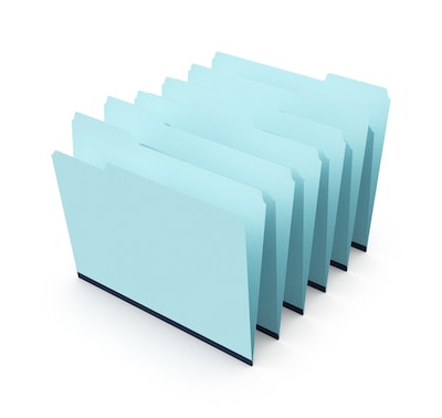 Staples 60% Recycled Heavyweight File Folders, 1/3-Cut Tab, Letter Size, Blue, 25/Box (ST606798)