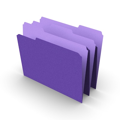 Staples® File Folders, 1/3 Cut Tab, Letter Size, Purple, 100/Box (TR535559)