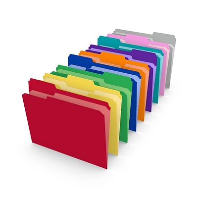Staples Reinforced File Folder, 1/3 Cut, Letter Size, Assorted Colors, 100/Box (TR508994)