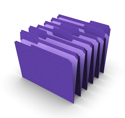 Staples® Reinforced File Folders, 1/3 Cut Tab, Letter Size, Purple, 100/Box (TR508945)