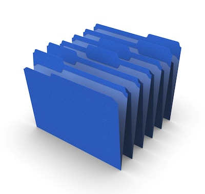 Staples® Reinforced File Folders, 1/3 Cut Tab, Letter Size, Blue, 100/Box (TR508911)