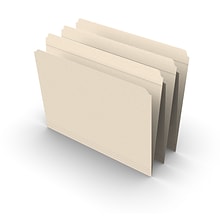 Staples 30% Recycled Reinforced File Folders, Single Tab, Letter Size, Manilla, 100/Box (ST508820/50
