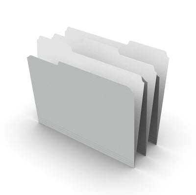 Staples® File Folders, 1/3 Cut Tab, Letter Size, Gray, 100/Box (TR433664)