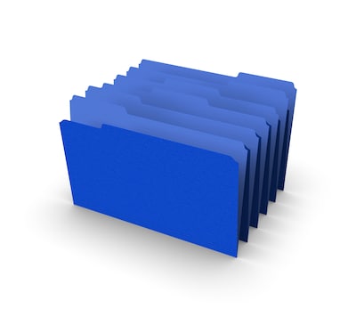 Staples® File Folders, 1/3 Cut Tab, Legal Size, Blue, 100/Box (TR224568)