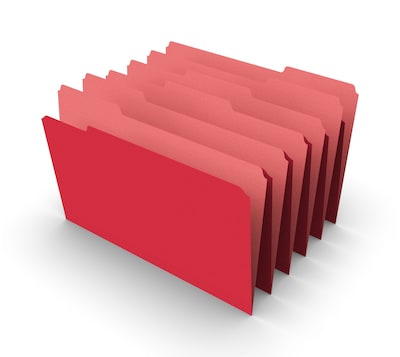 Staples® File Folders, 1/3 Cut Tab, Legal Size, Red, 100/Box (TR224550/344939)