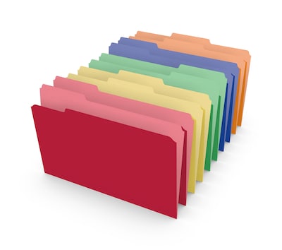 Staples® Heavyweight File Folders, 1/3 Cut Tab, Legal Size, Assorted Colors, 50/Box (TR18366)