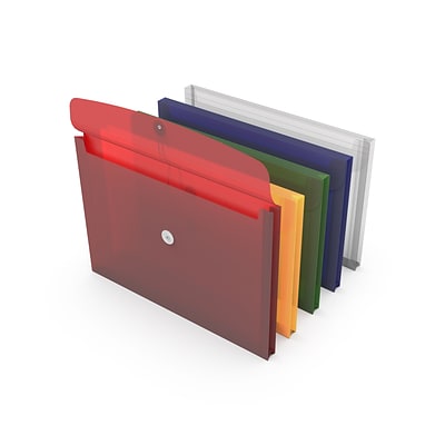 TRU RED™ Expanding Wallets, Button & String Closure, Legal Size, Assorted Colors, 5/Pack (TR10768)