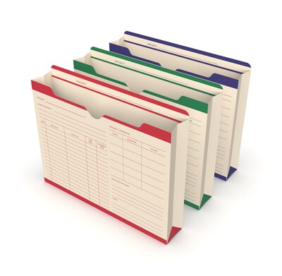 TRU RED™ Reinforced File Jackets, 2 Expansion, Letter Size, Assorted Colors, 12/Pack (TR615033)