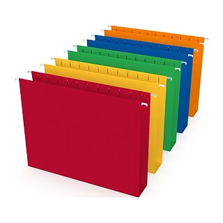 TRU RED™ Reinforced Box Bottom Hanging File Folders, 2 Expansion, 5 Tab, Letter Size, Assorted, 25/