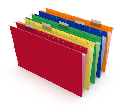 Staples® Heavy Duty Reinforced Hanging File Folders, 5-Tab, Legal Size, Assorted Colors, 25/Box (TR1