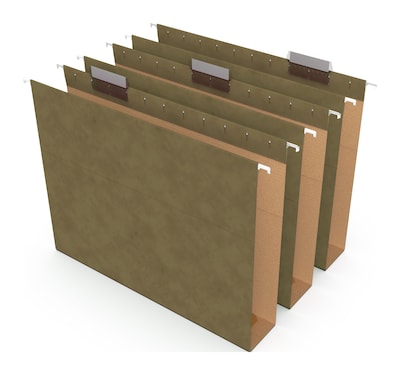 Staples® Reinforced Box Bottom Hanging File Folder, 2 Expansion, 5-Tab, Letter Size, Standard Green