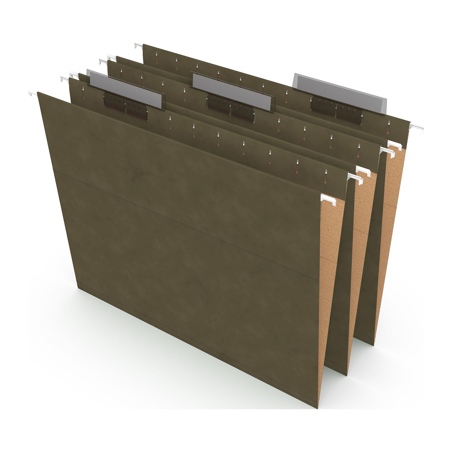 Staples 100% Recycled Reinforced Recycled Hanging File Folder, 1/3-Cut Tab, Letter Size, Standard Green, 25/Box