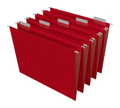 Staples® Hanging File Folders, 1/5-Cut Tab, Letter Size, Red, 25/Box (ST163535-CC)