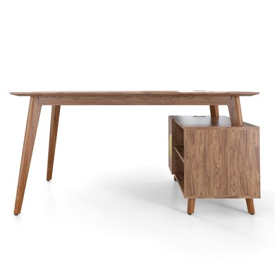 Union & Scale™ MidMod 60W Computer and Writing Storage Desk, Espresso (UN56950)