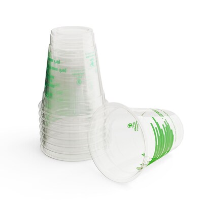 Perk™ Eco Compostable Plastic Cold Cup, 12 Oz., Clear/Green, 300/Carton (PK56195)