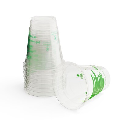 Perk™ Compostable Plastic Cold Cup, 12 Oz., Clear/Green, 300/Carton (PK56195)