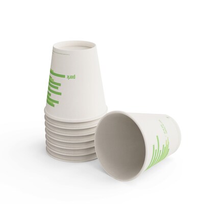 Perk™ Compostable Paper Hot Cup, 10 Oz., White/Green, 500/Carton (PK56223CT)