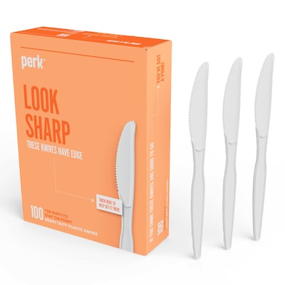 Perk™ Polystyrene Knife, Heavy-Weight, White, 100/Pack (PK56403)