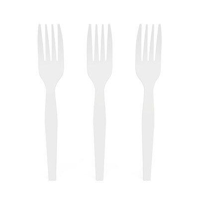 Perk™ Polystyrene Fork, Medium-Weight, White, 1000/Pack (PK56397)