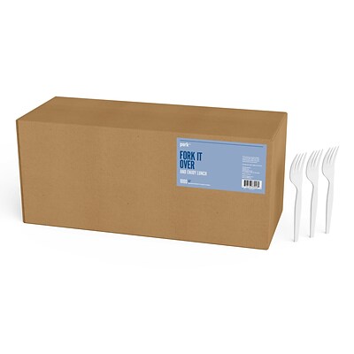 Perk™ Polystyrene Fork, Medium-Weight, White, 1000/Pack (PK56397)