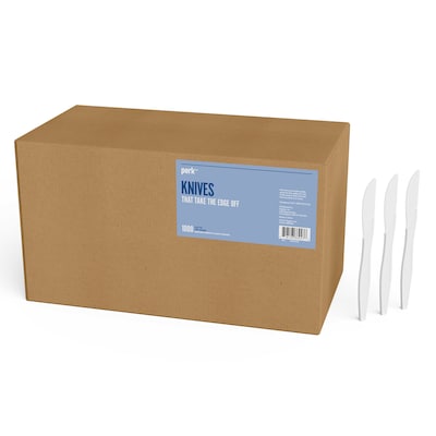 Perk™ Polystyrene Knife, Medium-Weight, White, 1000/Pack (PK56398)