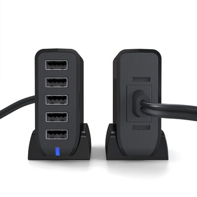 NXT Technologies 5 ft. Charging Station, 5 USB Ports, Black (NX56821)