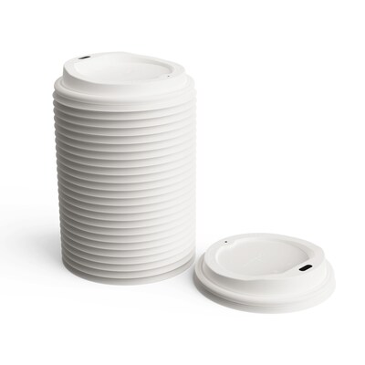 Perk™ Plastic Hot Cup Lid, 10/12/16 Oz., White, 50/Pack (PK54369)