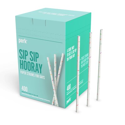 Perk™ White Paper Straws, 8, 400/Pack (PK45596)